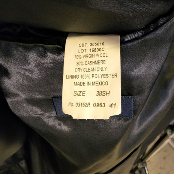 Chaps Ralph Lauren Black Trench Coat Wool Cashmere blend 38 Short - Picture 8 of 8